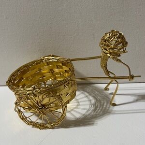 Vintage Brass Tone Mid Century Modern Wire Art Figurine Asian sculpture